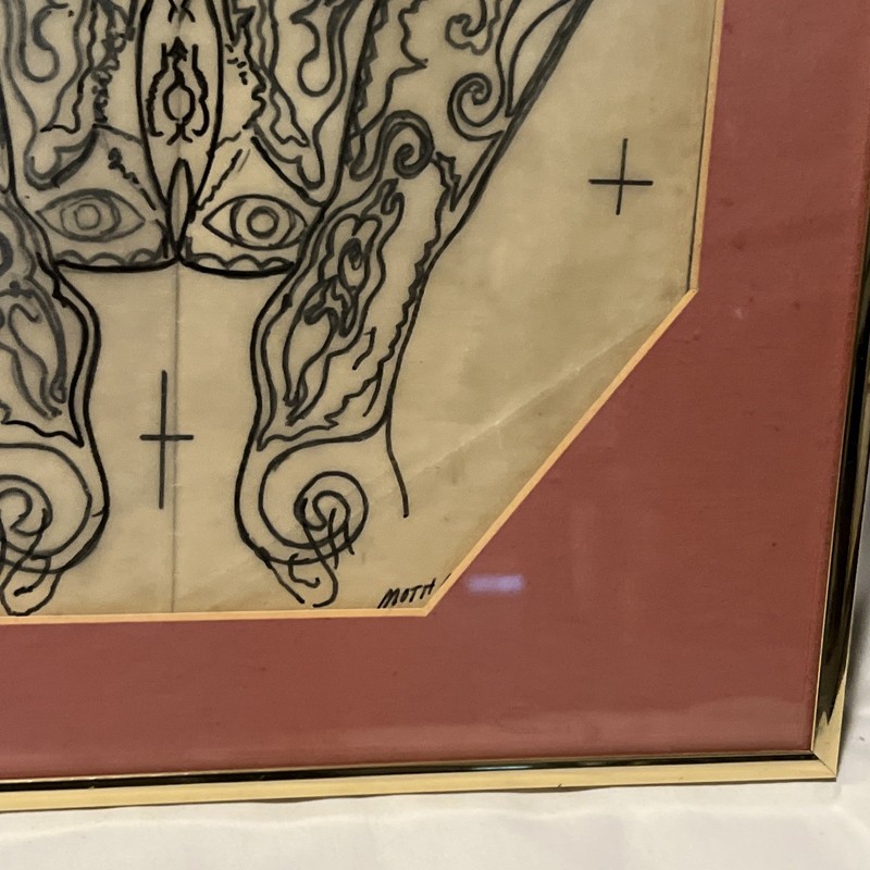 Adult Art Female Nude Moth Myth Sketch CE Charles Fogle Arkansas Artist Framed gallery