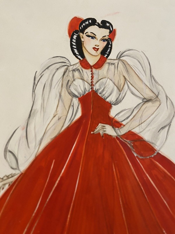 ORIGINAL COSTUME DESIGN SKETCHES PAINTING 1930’s / 1940’s Artist Signed Roleene gallery
