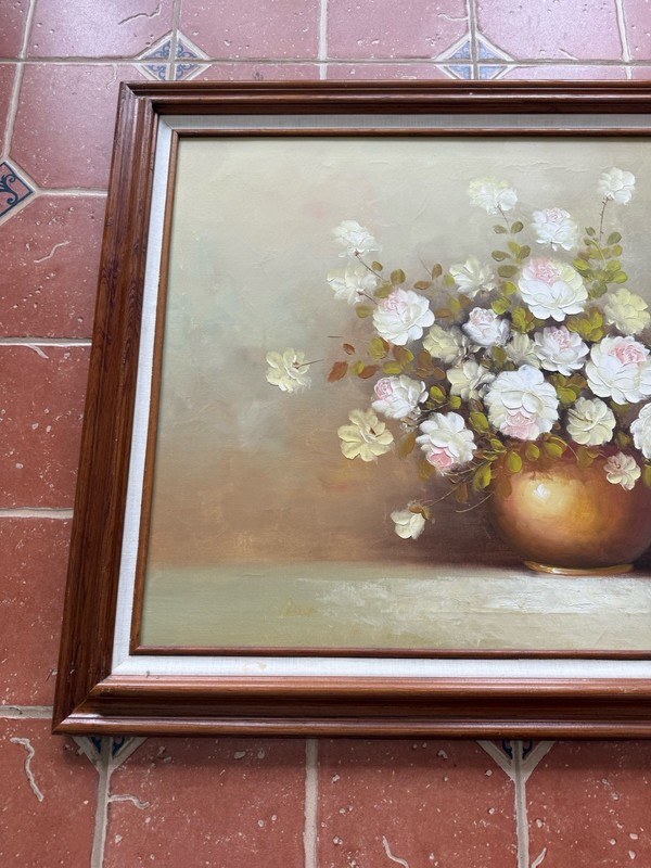Robert Cox Original Floral Painting Large 42 X 29 Framed gallery