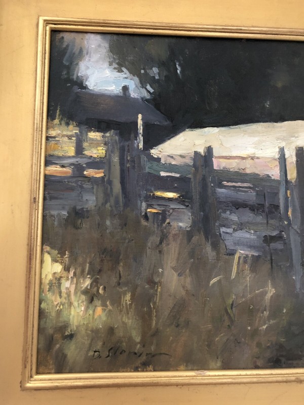 David Slonim Fences at Sieben Ranch Oil On Board Painting gallery