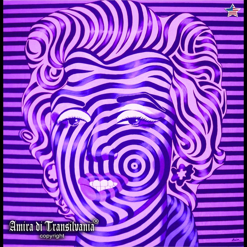 Marilyn Monroe Woman Portrait Painting Hollywood Pictures Artist Pop Art Purple