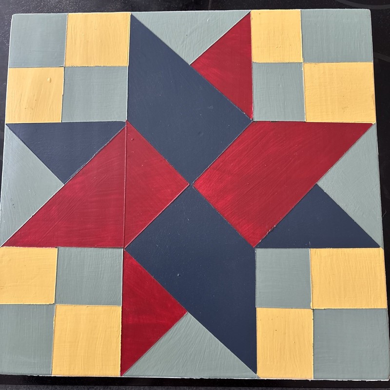 Barn Quilt Painting Wall Hanging 11.75×12” Solid Wood 3/4”