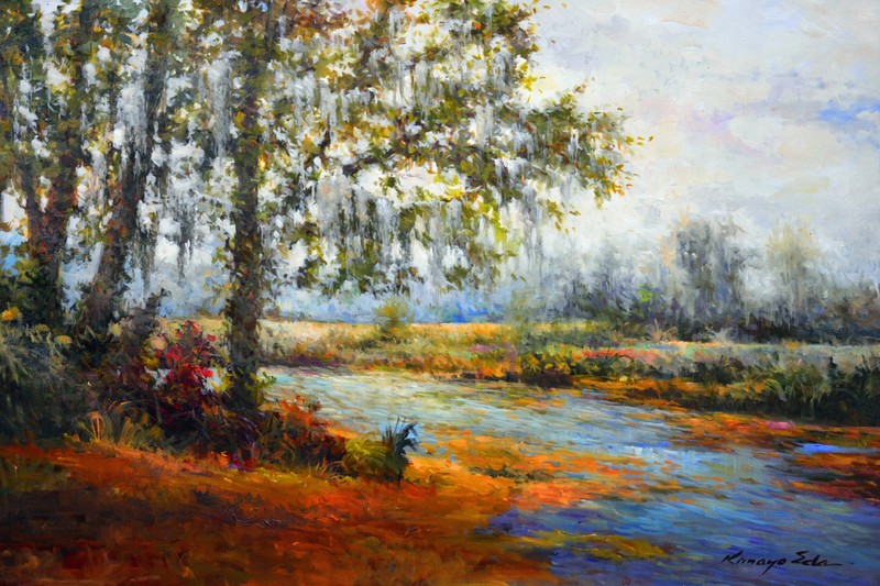 Original 30″x48″ painting. Stretched gallery wrap canvas with Spanish moss tree.