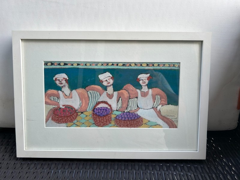 MARION VINOT , Original Etching Oil Pastels signed and framed 1998