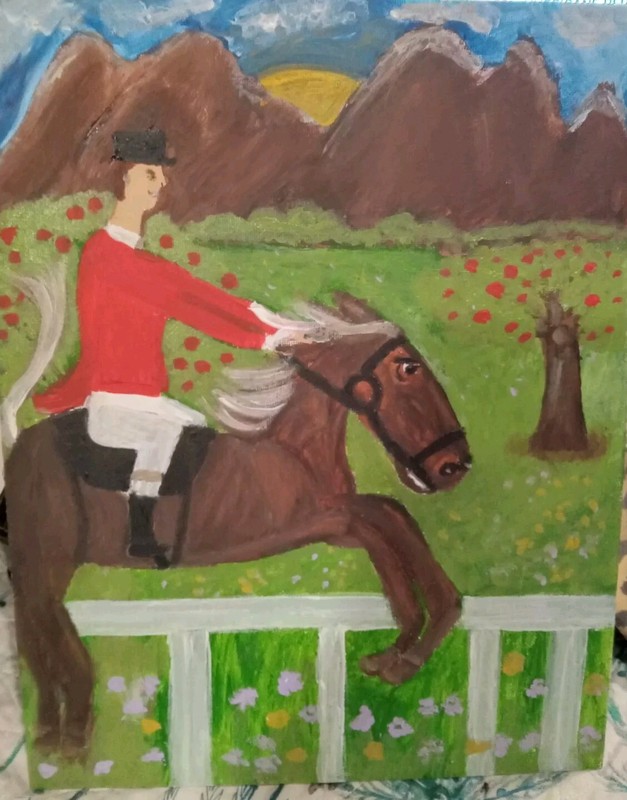 Equestrian Horse Painting By Linda Stamberger Framed Second In Series