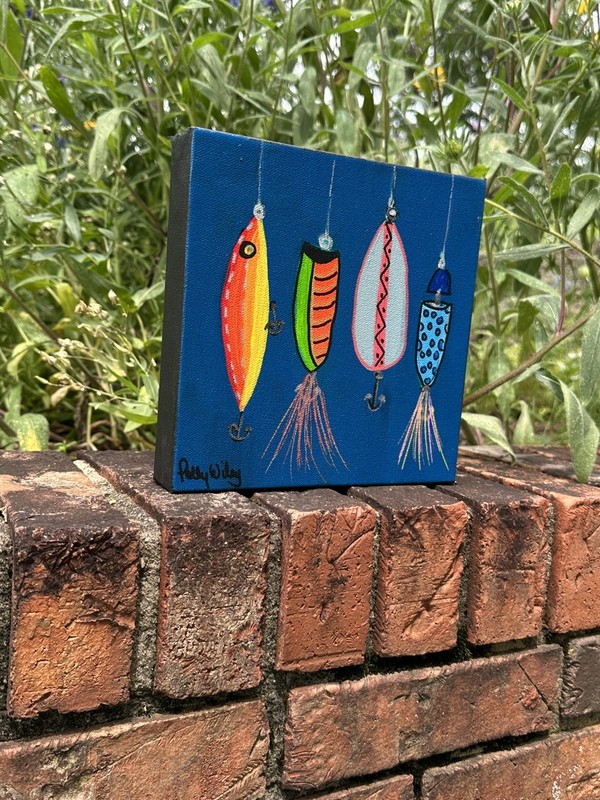 Fishing lure Acrylic On Canvas Original Painting fishing fish lures wall art 8x8 gallery