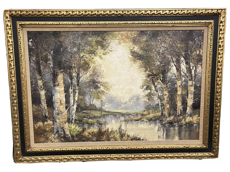 Vintage Gerard Van Der Linden Landscape Oil Painting Signed and Framed