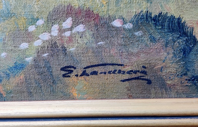 Einar Landberg: GEESE OVER A WETLAND, original oil painting gallery