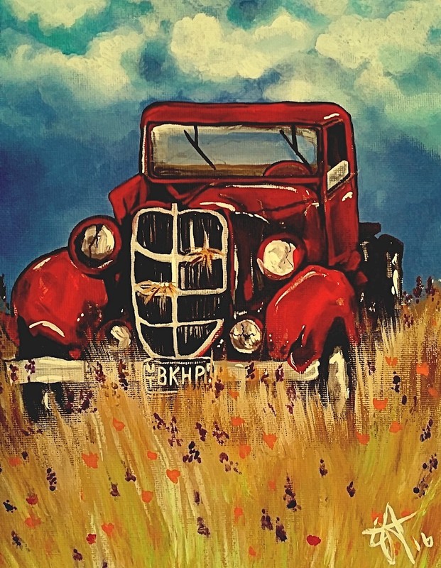Original Painting Signed Truck Antique Old Work Farmer Rancher Country Field NEW