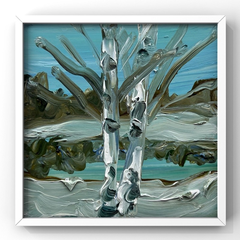 Chugach Mountains Birch Woodland Art for Calm Scandinavian Interiors Winter Tree