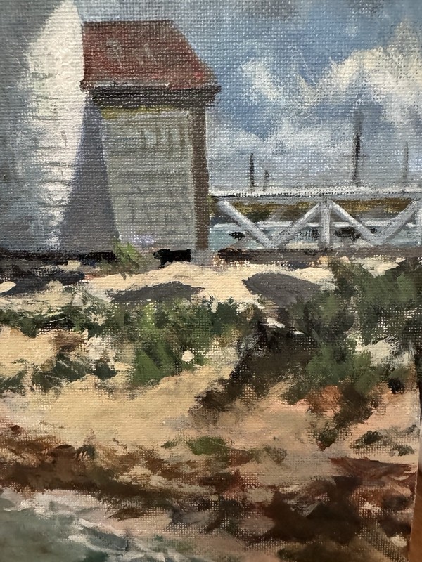 Original New Impressionist Brant Point Lighthouse Nantucket Island Canvas Board gallery