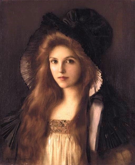 Oil painting young girl beauty lady woman portrait Beautiful-Betty-Albert-Lynch
