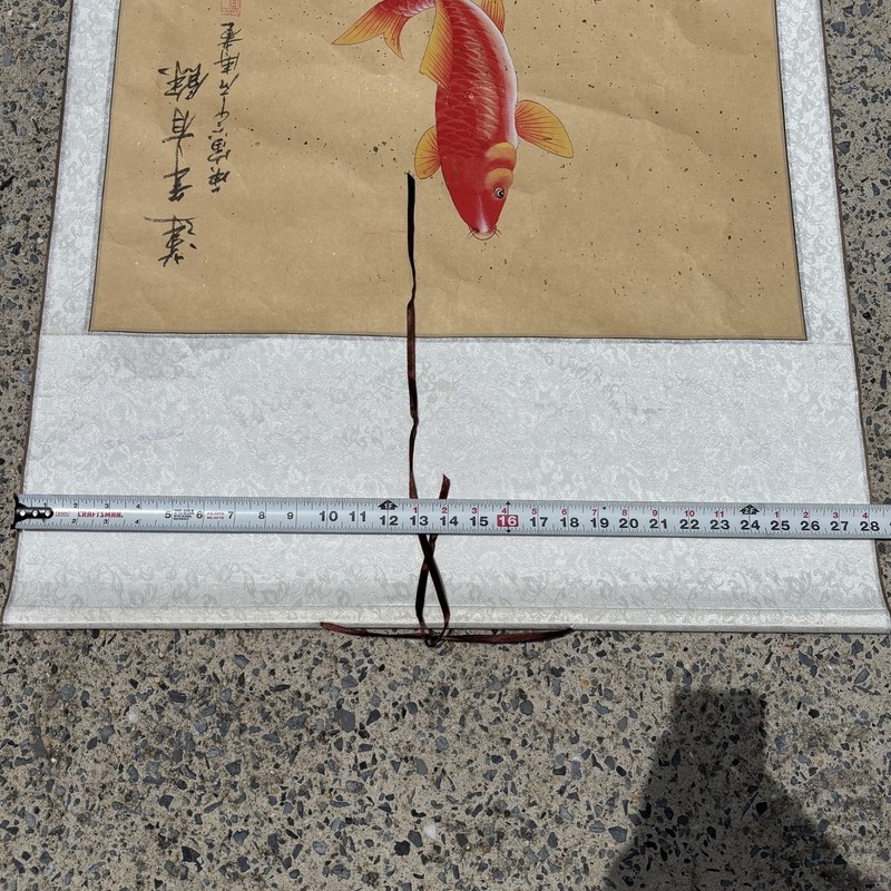 Chinese Fengshui Koi Fish Color Ink Scroll Painting Quality Large Wall Art gallery