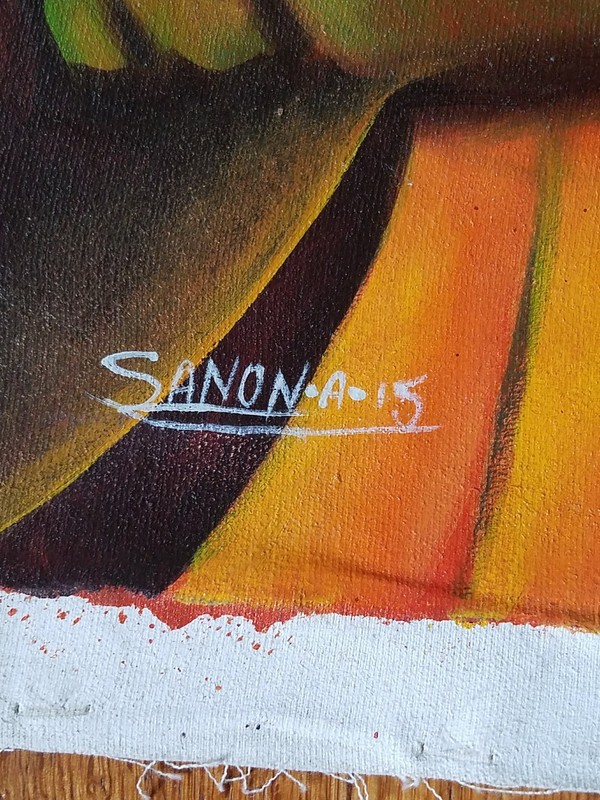 Signed A. SANON Haitian Art, Haitian Painting, 25x22 Native Taino woman gallery