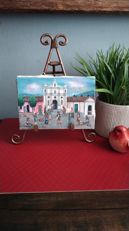 Beautiful Rare 8×6 Oil Painting by V.S (ChiChi) From Chichicastenango Guatemala