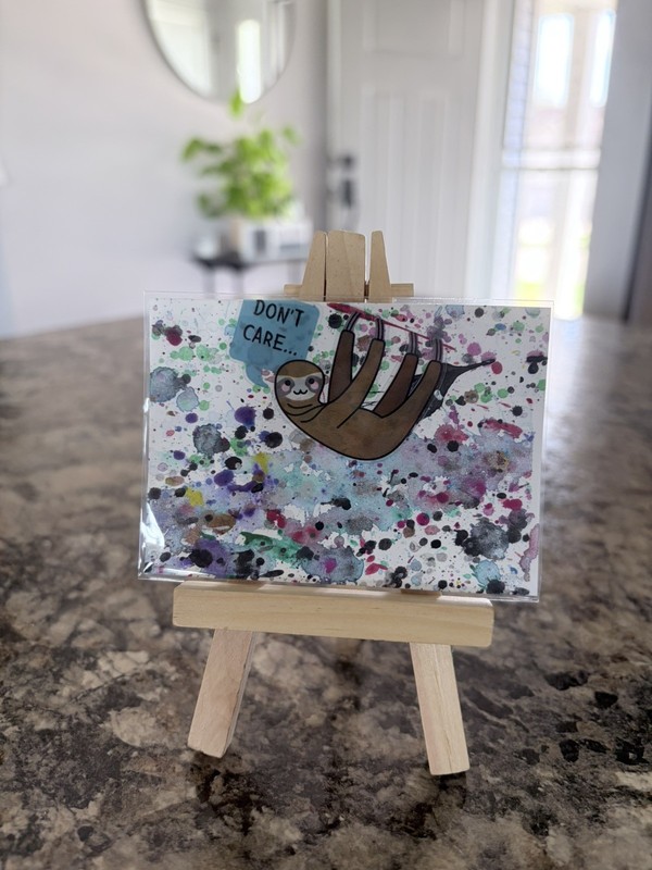 ACEO Original Mixed Media Collage Painting Art Card Sloth Life