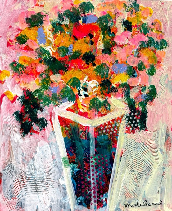 GERARD 8X10 IN- Abstract Expressionist Original Acrylic Painting Flowers
