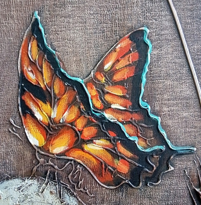 Monarch Butterfly Original 3D Oil Painting signed 20"X 24" (No Frame) Vintage gallery