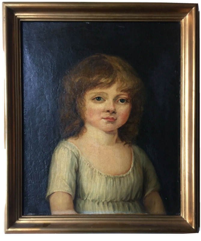 18th GREUZE CIRCLE – FRENCH REALISM OIL PAINTING – PORTRAIT OF A GIRL