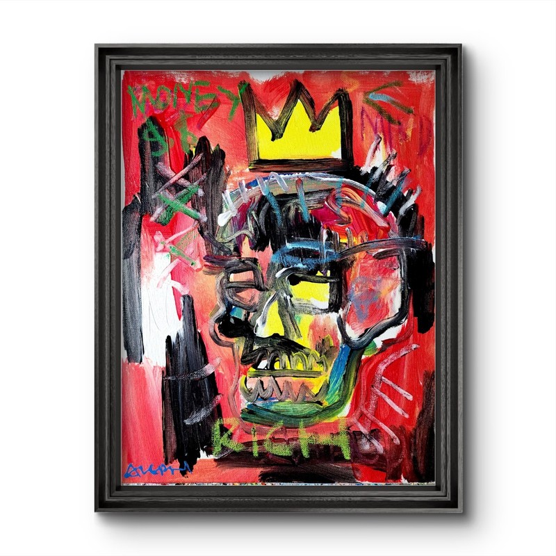 Aleph Original Art Skull 14×11 Neo Expressionist Basquiat Painting Canvas