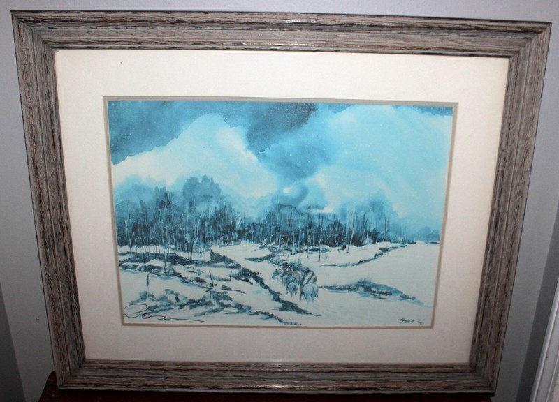ED POSA VINTAGE TRAILS NATIVE SIGNED FRAMED MATTED REPRODUCTION PRINT 23.5″X29″