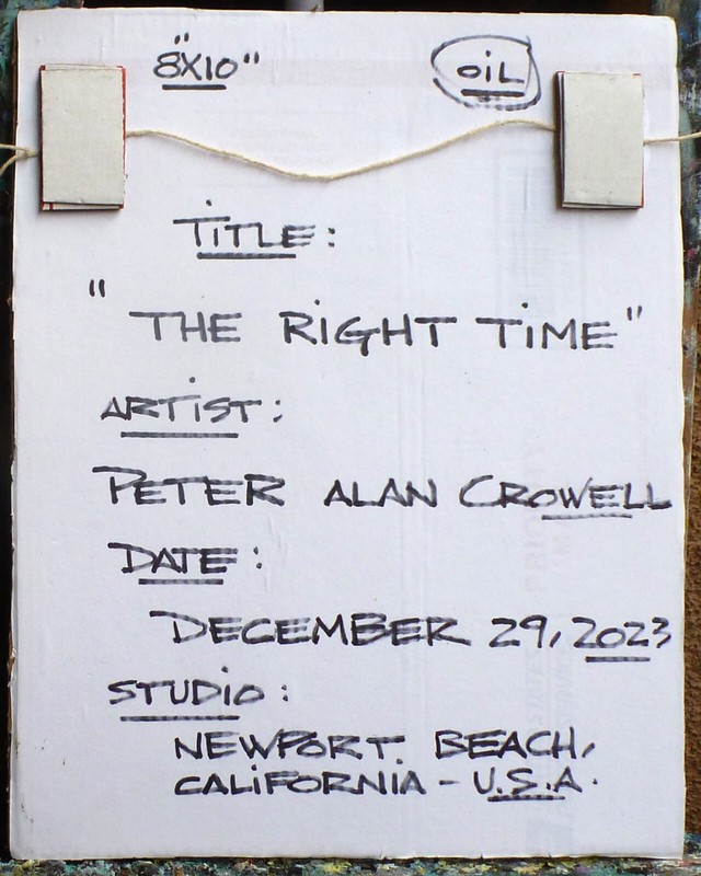 THE RIGHT TIME 8x10 oil painting card panel sunset original art signed Crowell gallery