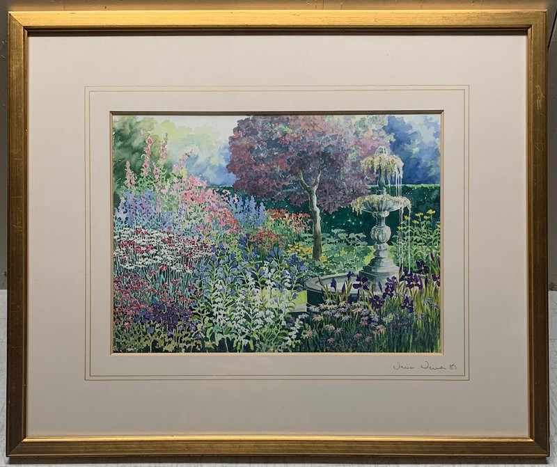 Rare Vintage VERINA WARREN ‘On a Summers Day’ FLOWER GARDEN Painting – Listed UK