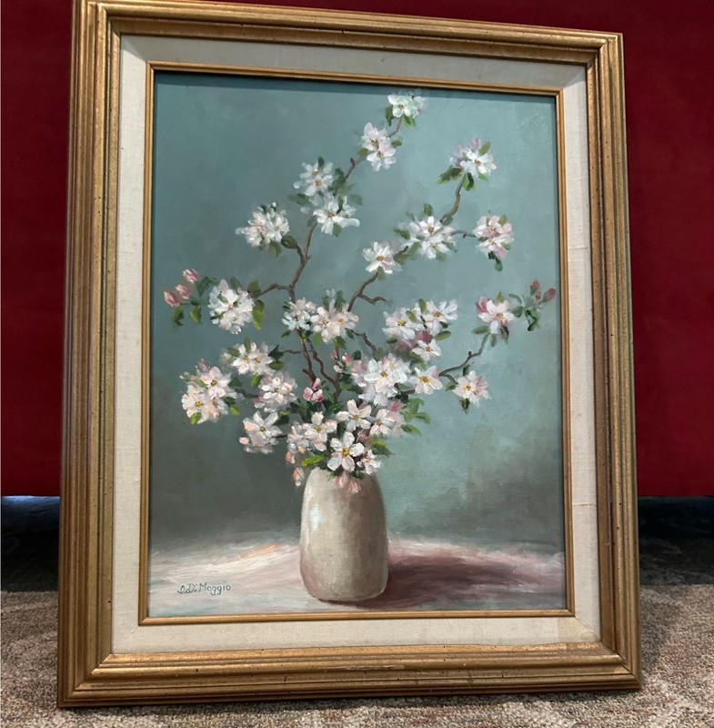 Original Impressionism Oil Painting 16”x20” Floral Rose Apple Still Life Signed
