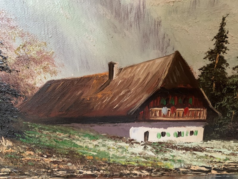 Vintage, Original Oil painting, Beutiful Landscape. Signature Englert. Size 34" gallery