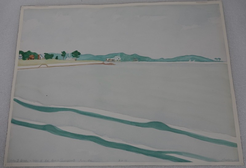 ARTIST JUDY AMDUR LYNN MASSACHUSETTES WATERCOLOR RED ROCK SWAMPSCOTT