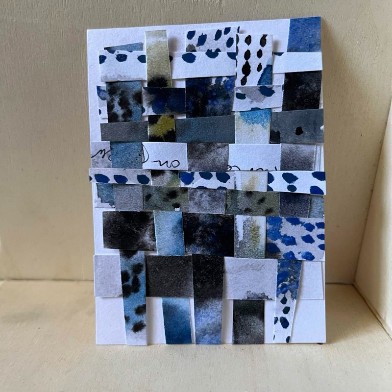 ACEO Original Art Card 2.5 x 3.5 Watercolor mini painting abstract collage