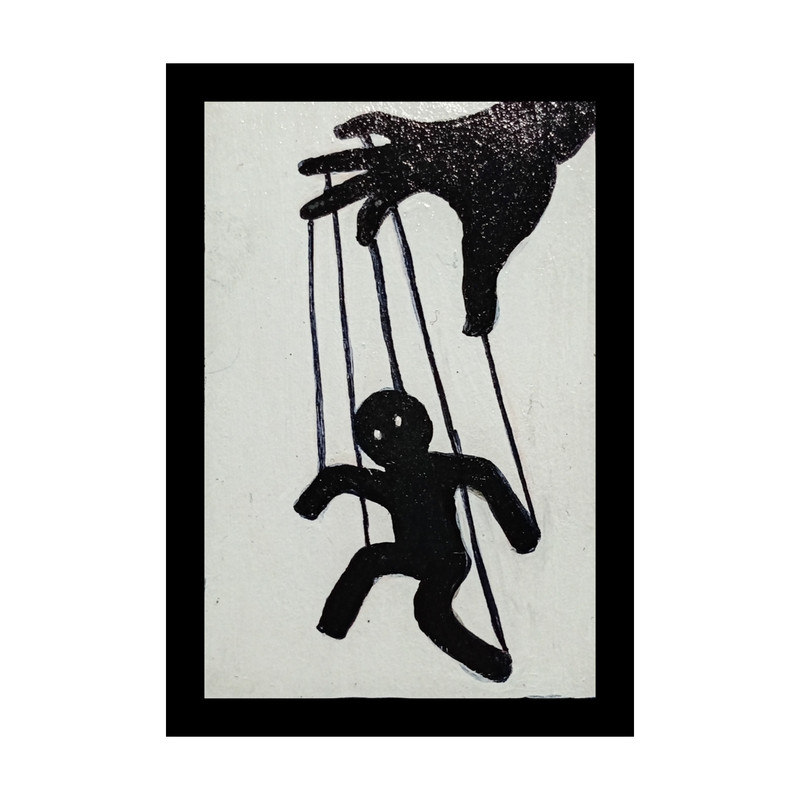 ACEO Original Acrylic Painting Black & White Puppet Handpainted Miniature Art gallery