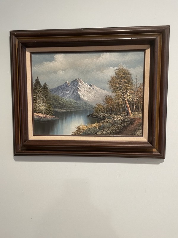 Still Mountains Vintage 1987 Oil Painting Framed Signed, Certified #393297 12×16