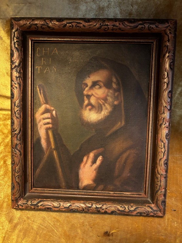 Antique 18-19th Century Oil Painting On The Canvas Saint Religious Church