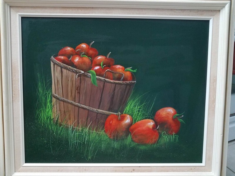 Fort Myers Florida artist Lisa Grinter apples still life oil canvas 21x15 framed