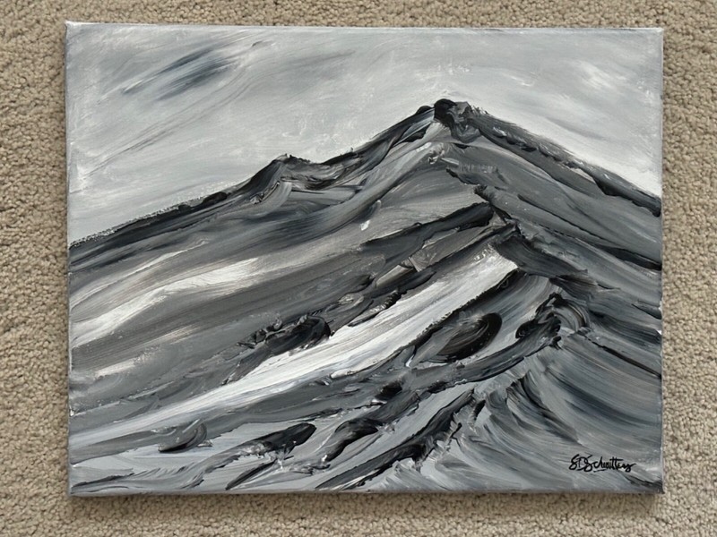 ACRYLIC PAINTING #233 SUMMIT BLACK & WHITE on CANVAS by SDSchwitters