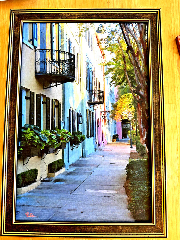 Paul Silva Gallery Charleston Street Scene Giclee Print 9×13 Framed Signed COA