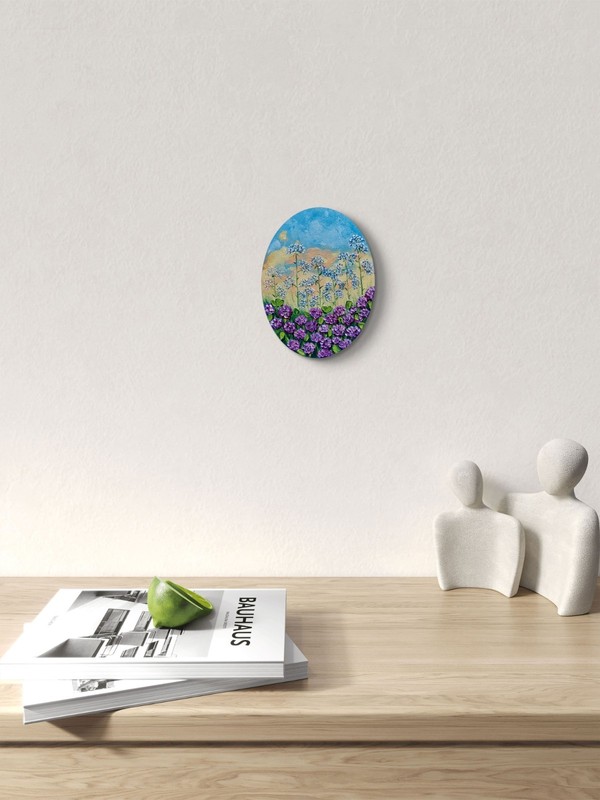 Original Oval Oil Painting Wildflowers Clover Art Deco Gift Floral Art Wall Art gallery