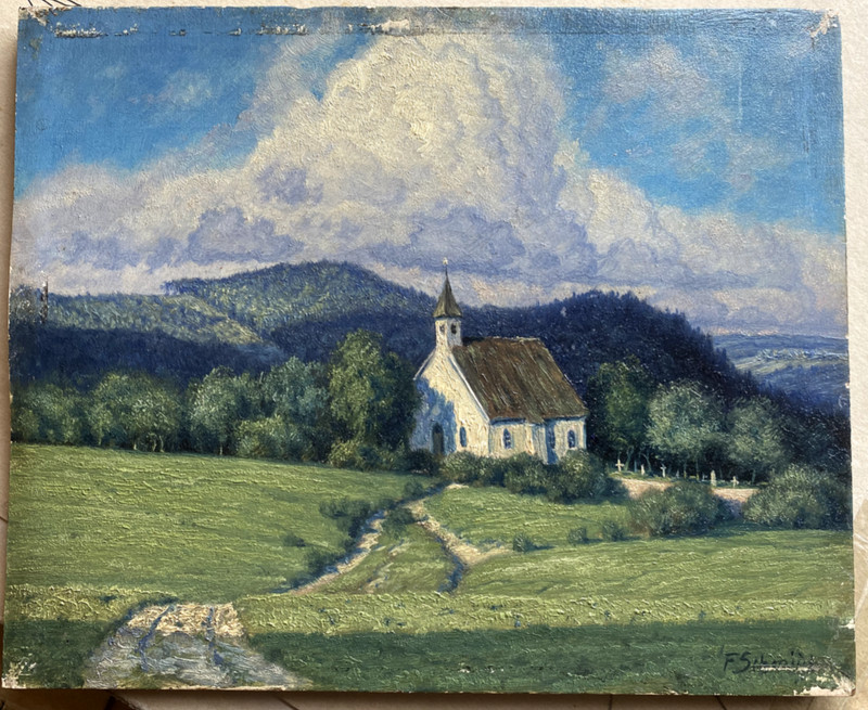 Oil Painting Romantics Band Schwarzwald? For Schmid Signed End 19. Prob