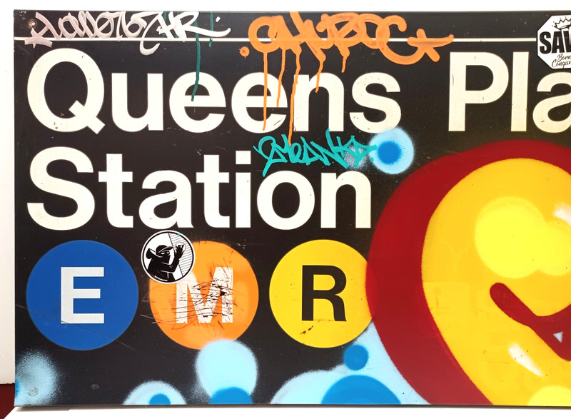 AWESOME COPE 2 GRAFFITI LEGEND ORIG OOAK QUEENS PLAZA METAL NYC MTA SUBWAY SIGN gallery