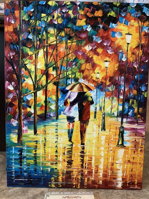 Leonid Afremov «COUPLE UNDER THE RED UMBRELLA» Original By Leonid Afremov ￼