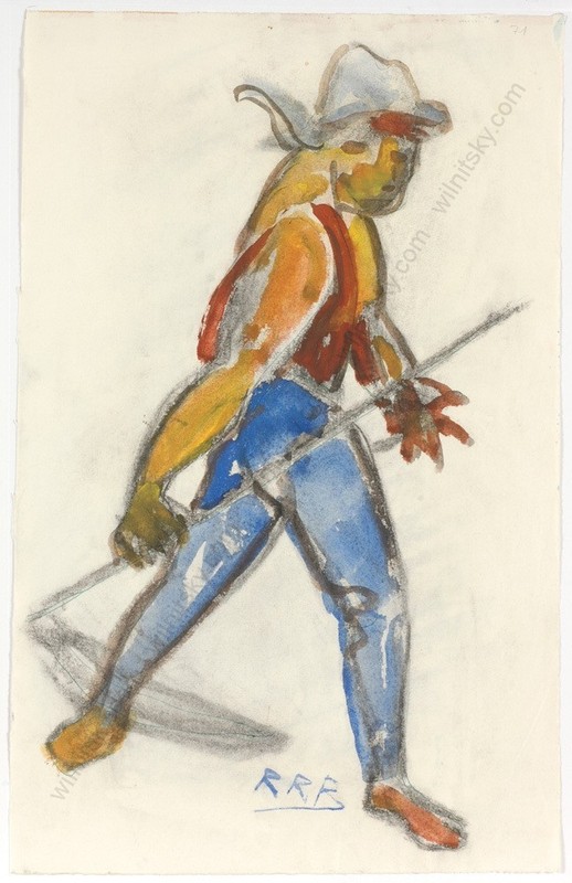 Rudolf Raimund Ballabene (1890-1968) «Mower», Watercolor, 1930s (1)