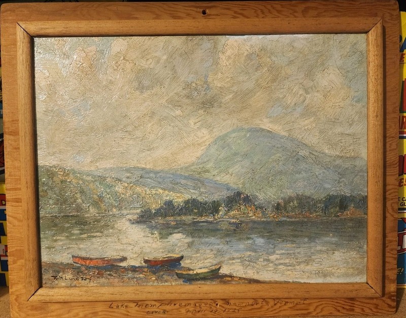 1925 Oil Painting On Board Robert Henry Lindsay (1868–1938) Lake Newport Vermont