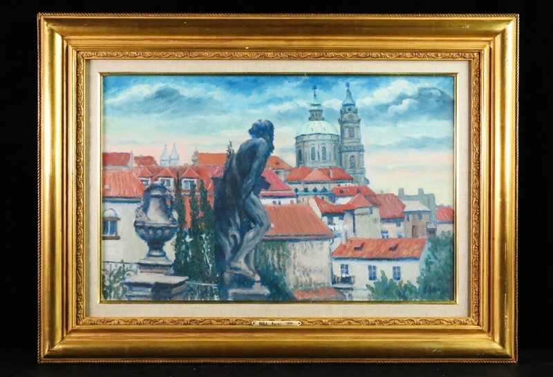 Karel Skala Prague St Nicholas Church Oil Painting Czech Cityscape