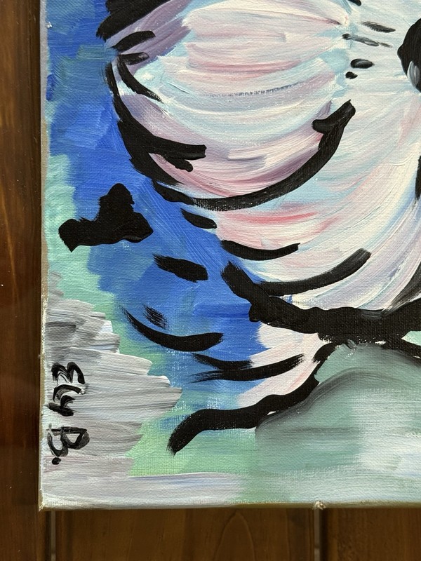 A Signed Original Painted Canvas Artist Artwork Dog Star Art Schnauzer Paw Furry gallery