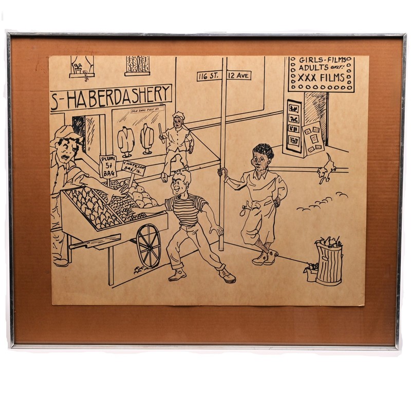 KULICKE Original Vintage Signed Figurative Illustration Double Sided Ink Drawing