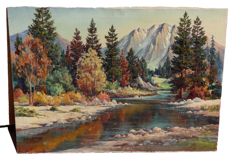 OLIVER GLEN BARRETT Original oil Calif plein air Landscape with Stream Unframed