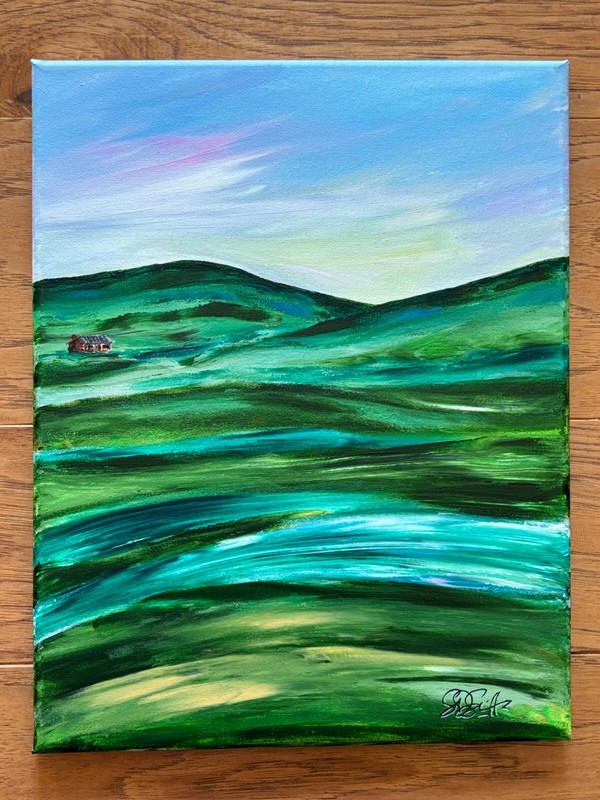 GREEN MOUNTAINS RETREAT 11×14 ACRYLIC PAINTING on CANVAS by SDSchwitters 160