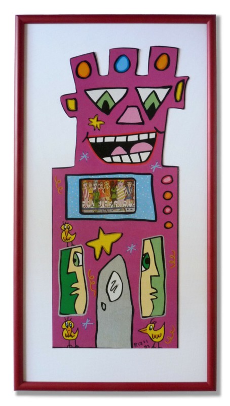 James Rizzi – Tower 1993 – RED – in high quality metal frame