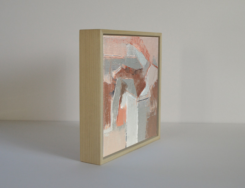 Abstract Textured Landscape Oil Painting, Earth Tones Small Framed Wall Art gallery